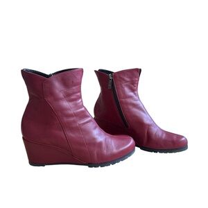 Thierry Rabotin NWOT 37 Red Wedge Ankle Boots